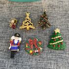 Vintage LOT Christmas Holiday (6) Broochs