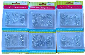 6 X 100PK SAFETY PINS-Quilters-Crafting-Diapers-Sewing, 3-SIZES - Picture 1 of 2