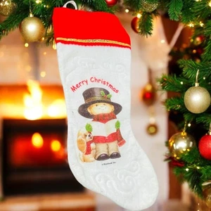 De colección Años 80 MOREHEAD Inc Fieltro Navidad 16" Medias Repujado Niño Caroler Cachorro - Imagen 1 de 7