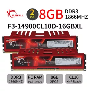 G.SKILL Ripjaws 16GB Kit 2x 8GB 240Pin DDR3 1866MHz PC3-14900 Desktop Memory RAM - Picture 1 of 7