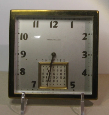 1948 Phinney Walker gold desk clock perpetual 22 year Calendar Clock - WORKS Cover