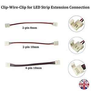 3528/5050 RGB LED STRIP CLIP ADAPTER CABLE PCB LIGHT WIRE CONNECTOR 8/10MM - Picture 1 of 8