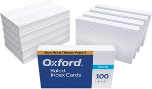 Tarjetas índice reglamentadas Oxford 41 (1000 PK), 4" x 6", 4 x 6, 1000 unidades, blancas - Imagen 1 de 7