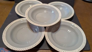 HARKWERWARE OVEN PROOF SET OF 5 CHESTERTON FLAT SOUPS 8.5" EXC USED COND - Picture 1 of 4