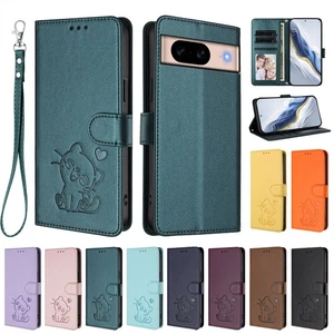 For Google Pixel 10 9 8 8A 9A 7A 7 6 5 Cat Pattern Wallet Case Phone Case Cover - Picture 1 of 22