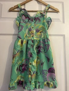 Next 8 Years Green Yellow Purple Frilly Dress - Picture 1 of 6