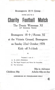BROMSGROVE ROVERS V DENIS WATERMAN XI ~ 22 DE OCTUBRE DE 1978 ~ ARSENAL SPURS MAN UTD - Imagen 1 de 2