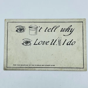 1910s Post Card Antique Picture Puzzle Eye Love You PA7 - Picture 1 of 2