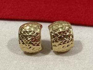 EG EternaGold Italien 14k massiv Gelbgold Diamantschliff Hohlpfosten OHRRINGE 1,60g - Bild 1 von 17