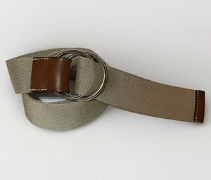 Hermes Size 36”/90 Brown Leather Canvas Belt With Silver Buckle Made In France - Picture 1 of 5