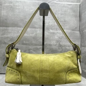 Bolso de Mano Coach Baguette Hampton Demi Bolso Amarillo Gamuza Para Mujer USADO DE JAPÓN - Imagen 1 de 8
