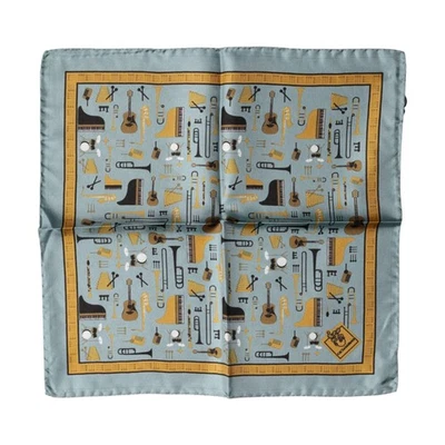 DOLCE & GABBANA Bufanda Azul Jazz Club Pañuelo Cuadrado 32cm x 31.5cm 120usd Foto 1 de 4