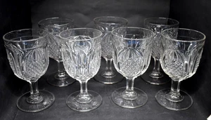 Antique Boston Sandwich New England Pineapple Flint Glass Goblets Set of 7 EAPG - Picture 1 of 23