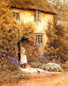 Helen Allingham - Una puerta de cabaña - lona 24' - Imagen 1 de 1