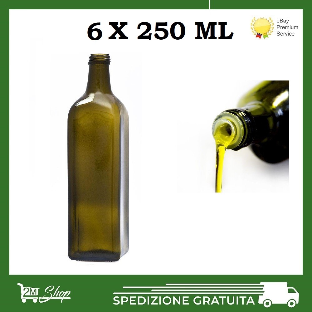 Set Di 12 Bottiglie Vetro Verde Per Olio D'Oliva - 750ml Con Tappo A Vite In Alluminio - Foto 8