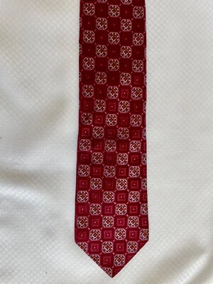 John W Nordstrom Geometric Silk Red White Necktie - Image 1 of 3