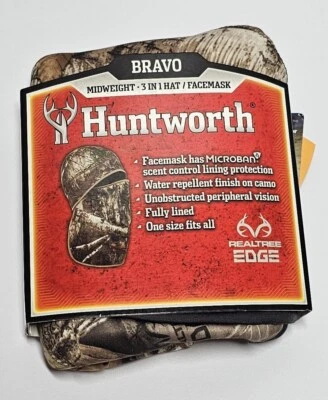 Huntworth Realtree Edge Bravo Face Cover Water Repellent Hat One Size NWT - Image 1 of 4
