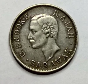 Sarawak 1911 10 Cents Silver Coin - Picture 1 of 3