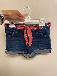 Girl's Justice Belted Denim Cuffed Shorts Size 10 EUC! - Picture 1 of 7