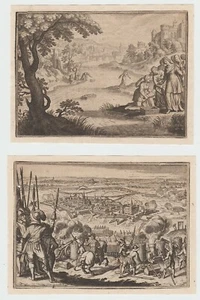2 stampe antiche acquaforte 1600 circa assedio strage innocenti antonio tempesta - Photo 1/4
