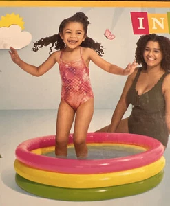 Intex Baby Pool Sunset Glow Kiddie 3 Ring 34in x 10in Ages 1-3 - Picture 1 of 4