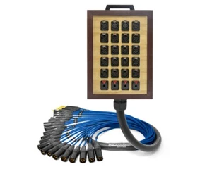 24-Ch Wooden Wall Box | Mogami 2936 & Neutrik Gold | Premium | Blue | 5 Feet - Picture 1 of 1