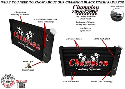 ER 3 Row DP Black Finish Radiator,1.5,1.75 for 1984-1990 Chevy Corvette Small LS - Image 1 of 4