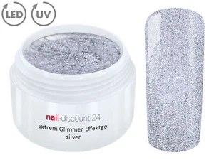 UV LED GEL EXTREM GLIMMER Effekt SILVER Farbgel Color Nagelmodellage Nail Silber - Bild 1 von 3