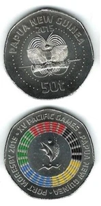 Papua New Guinea 2015 50 Toea coin XV Pacific Games colored, Commemorative UNC - Picture 1 of 2
