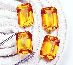 Brazilian Orange Citrine 4 Pcs Lot 10 Ct Certified Loose Gemstone ~ RC13 - Picture 1 of 9