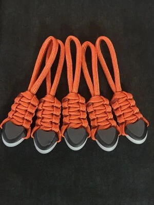 (5) Paracord Zipper Pulls - Back Packs. Gear Bags. Hiking Bugout Bags - Orange - Image 1 of 2