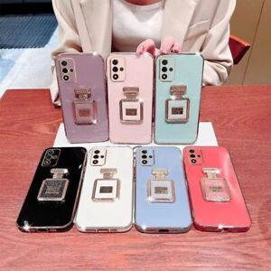 For iPhone Motorola Perfume Bottle Mirror Plating Stand Holder Phone Case Cover