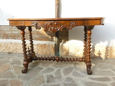 Tavolo Scrittoio a chitarra 150x85 cm tutto Noce Lombardo ep Carlo X I metà '800 - Immagine 1 di 4