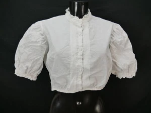 Gr.48 Dirndlbluse weiß Bluse für Dirndl Baumwolle mit Spitze B10193 - Bild 1 von 4