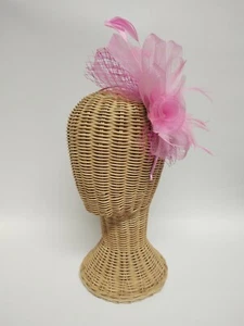NATASHA rosa Netz Federn ausgefallenes Stirnband Derby Kopfschmuck Accessoire - Bild 1 von 5
