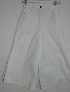 Denim & Co. White Cotton Canvas Wide-Leg Crop Pants Size XS - Picture 1 of 3