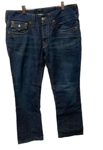 Vintage True Religion Joey Distressed Bootcut Flare Jeans Dark Wash Sz 33x33 - Picture 1 of 7