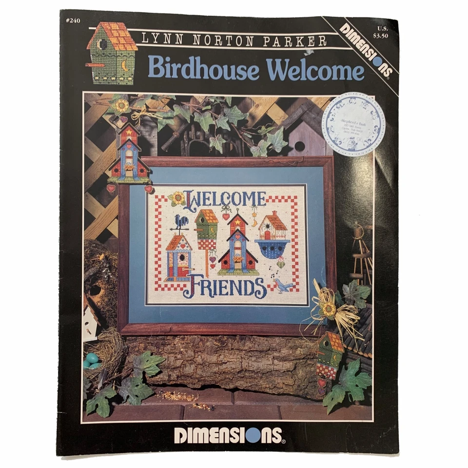 Vintage Cross Stitch Chart Birdhouse Welcome Lynn Norton Parker Dimensions 1995 - Image 1 of 4