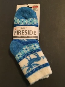 Fireside Sofsole Cozy Lodge Low Cut Blue Socks Youth Size 10-4.5 NEW - Picture 1 of 3