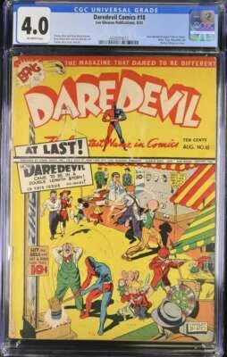 Daredevil Comics #18 Lev Gleason Pub. CGC 4.0 8/43 New Daredevil origin. - Image 1 of 2