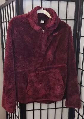 Pullover polar Reebok para mujer difuso 1/4 cremallera color vino talla XL Foto 1 de 4