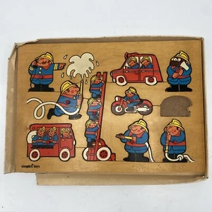 Vintage Toy : c1960-70s Firemen Puzzle - Wood - Simplex Toys INCOMPLETE - Picture 1 of 7