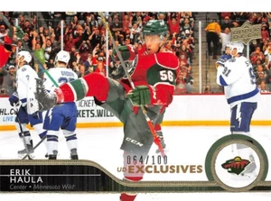 2014-15 Upper Deck Exclusives #345 Erik Haula /100 - Picture 1 of 3