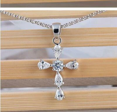 Collar Colgante 7 Colores Moda Mujer Joyería Único Cruz Cristal Circón AAA Foto 1 de 4