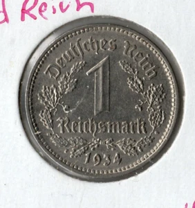 Moneda alemana (Tercer Reich) 1 Reichsmark 1934 F KM78 - Imagen 1 de 2