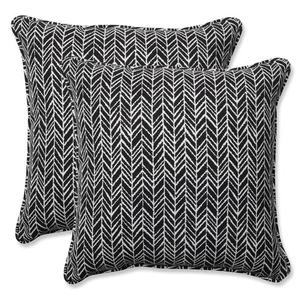 Outdoor/Indoor Herringbone Night Throw Pillows, 18.5" x 18.5", Black, 2 Pack - Picture 1 of 4