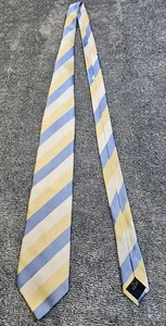 Corbata para hombre Burberry azul dorado crema rayas 100 % seda hecha en Italia MIRAR - Imagen 1 de 9
