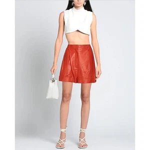 NWT $2590 VALENTINO GARAVANI Rouge Absolute red leather shorts Sz 40 - Picture 1 of 23