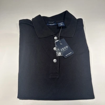 Nuevo con etiquetas Camisa Polo Izod Damas M Algodón Lavado de Seda Negra Foto 1 de 4