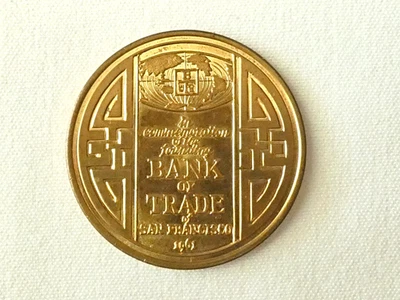 Moneda medallón medalla fundadora del Banco de Comercio de San Francisco 1961 de colección Foto 1 de 4